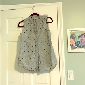 Denim poka-dot button up tank top